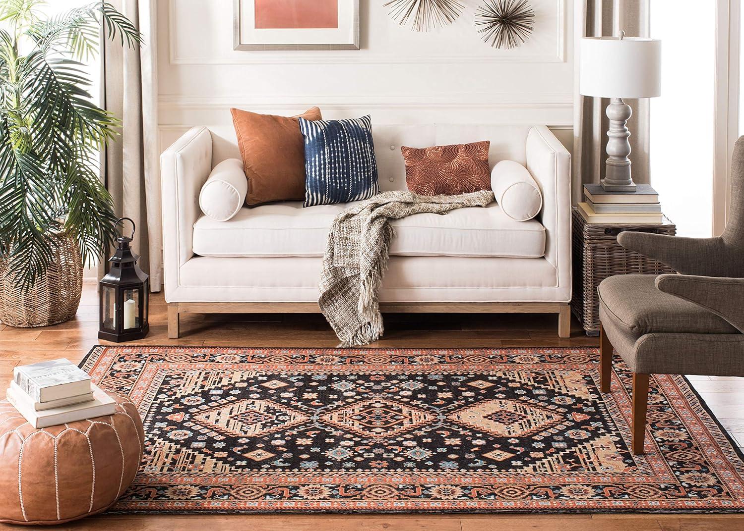 Classic Vintage CLV114 Power Loomed Area Rug - Black/Rust - 8'x10' - Safavieh.