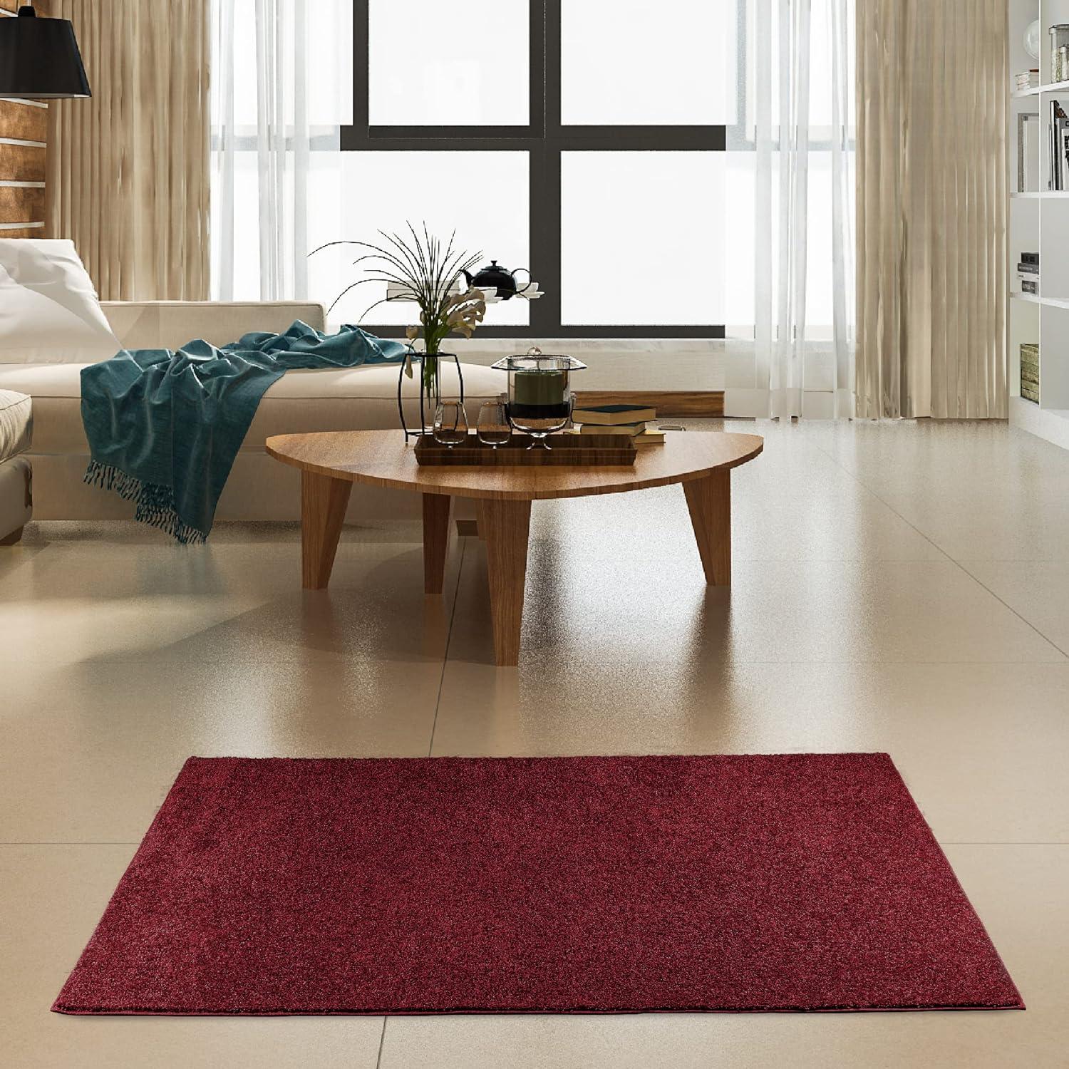 Furnish My Place Modern Plush Pet and Kids Friendly Solid Color Burgundy Area Rugs, Stain & Fade Resistance, Made in USA, Perfect for Living Room, Dining Room, Bedroom, Playroom and Kidsroom, Event, Wedding Rug