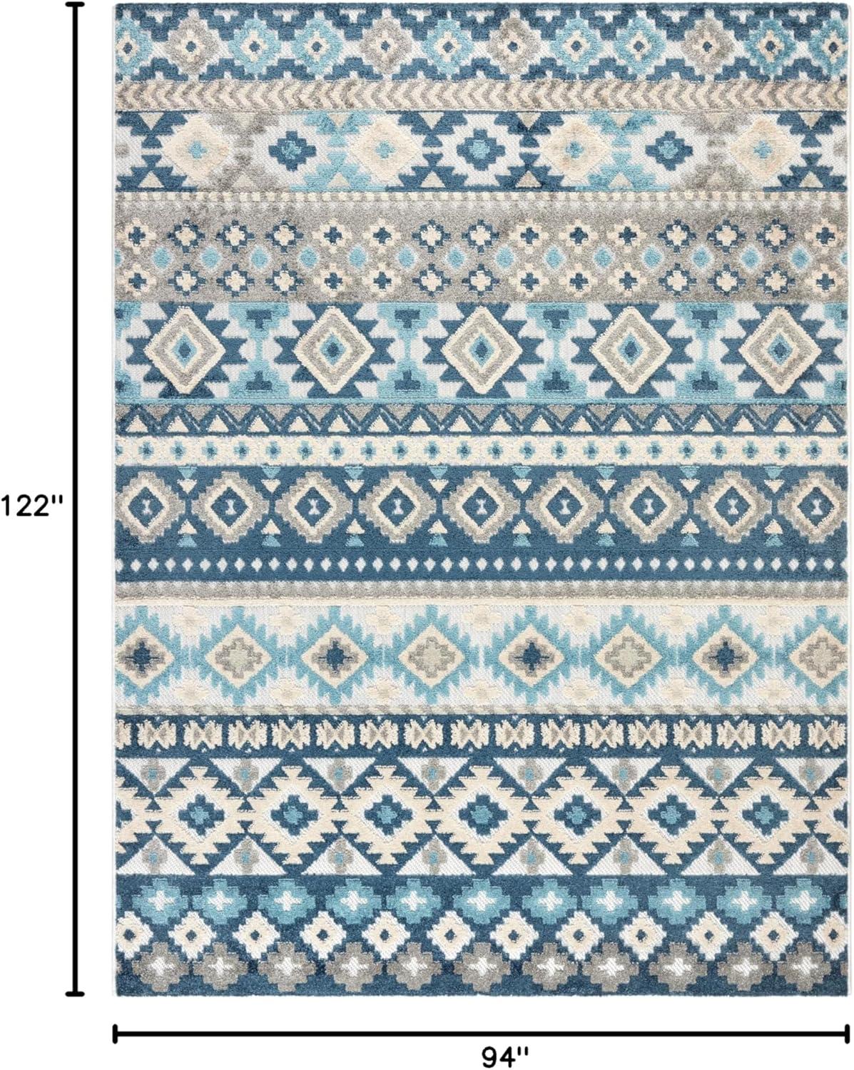 TOWN & COUNTRY EVERYDAY Dahlia Southwestern Stripe Outdoor Rug Blue Multi