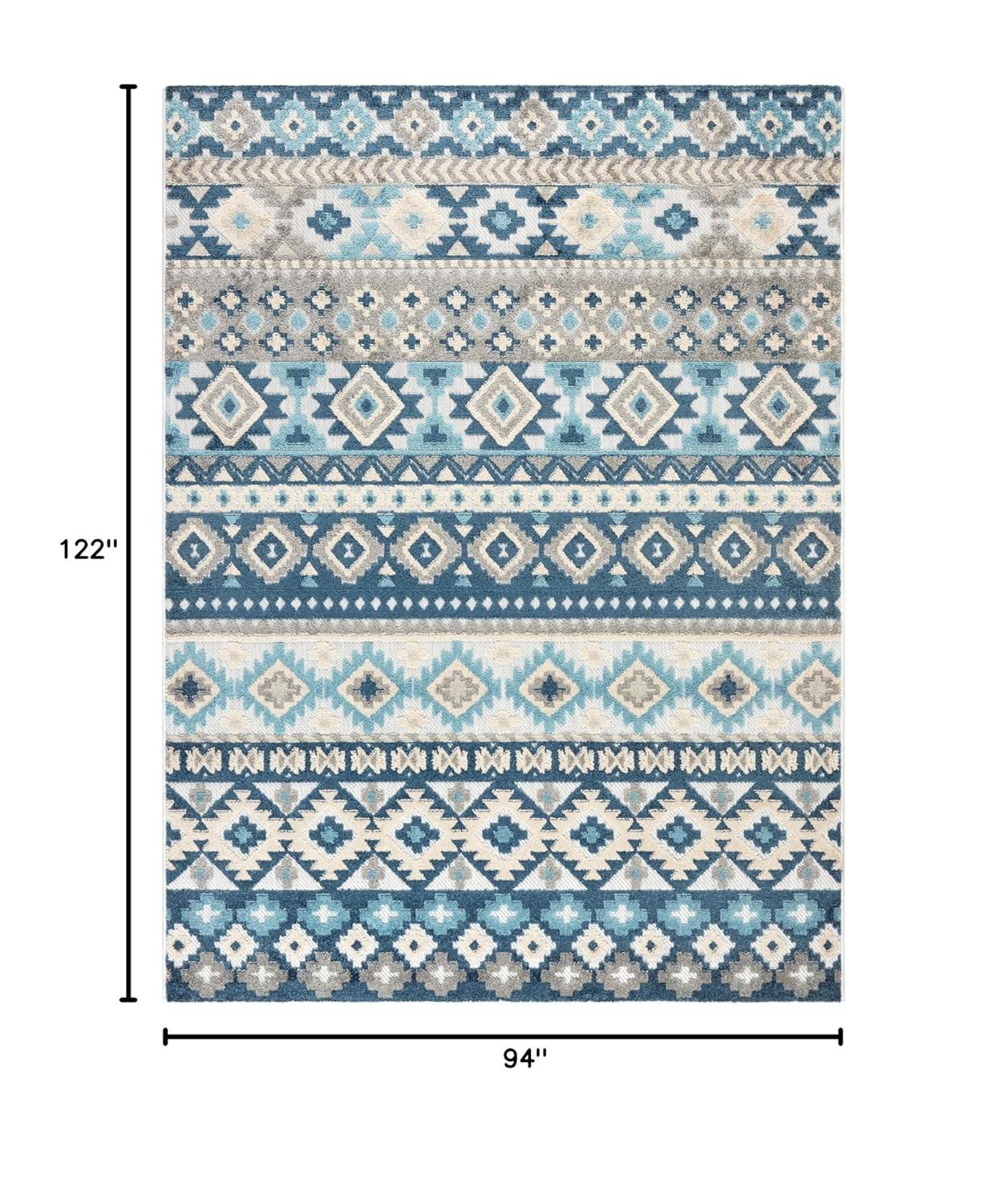 TOWN & COUNTRY EVERYDAY Dahlia Southwestern Stripe Outdoor Rug Blue Multi