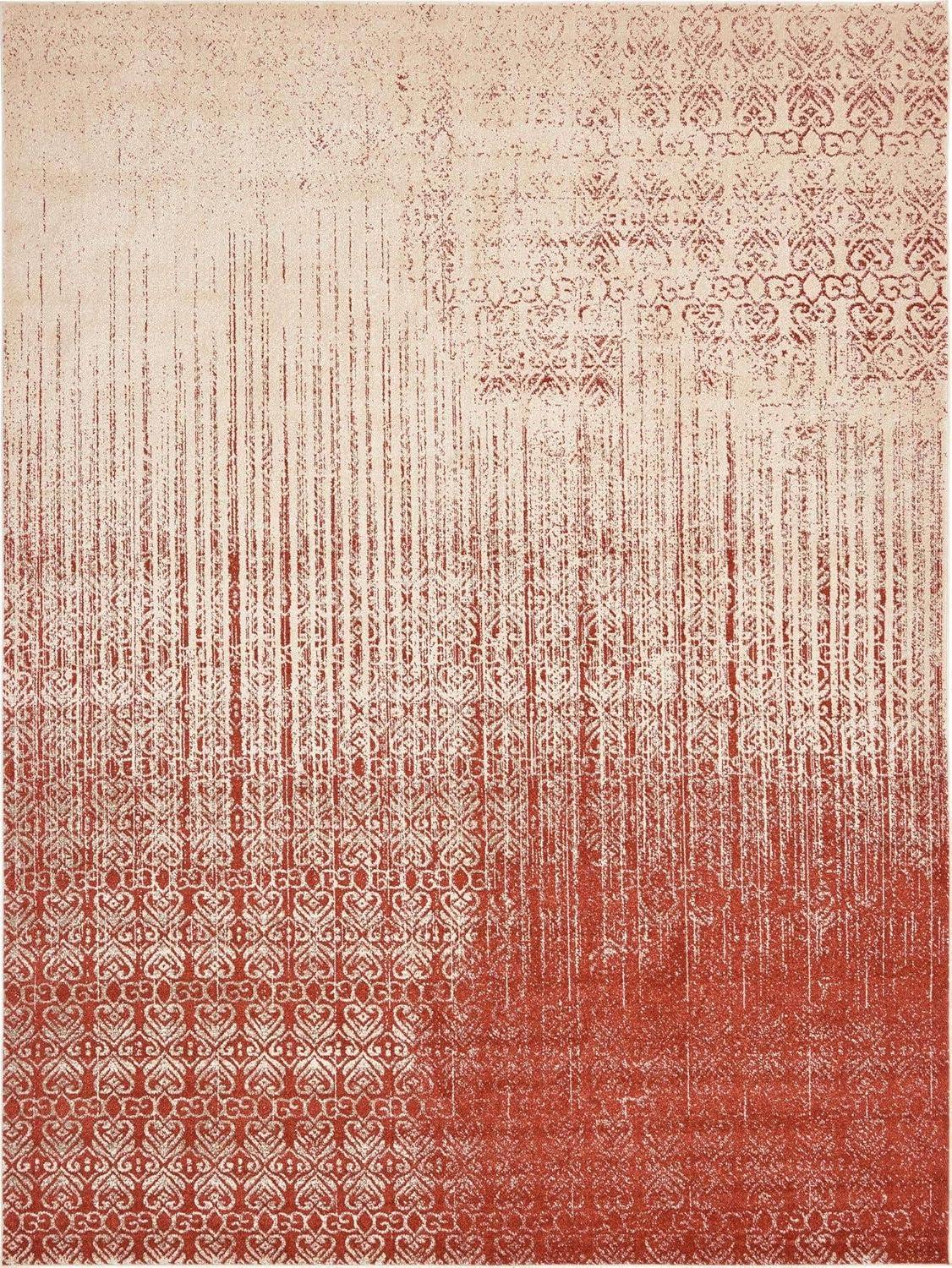 Unique Loom Del Mar Collection Area Rug - Jennifer (10' x 13' 1" Rectangle Red/Beige)