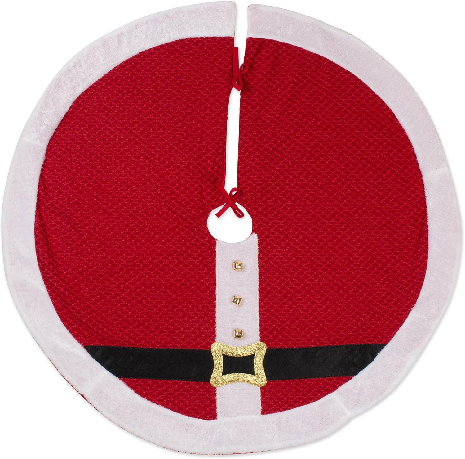 Red and White Santa's Belt Christmas Tree Skirt, 42" Round