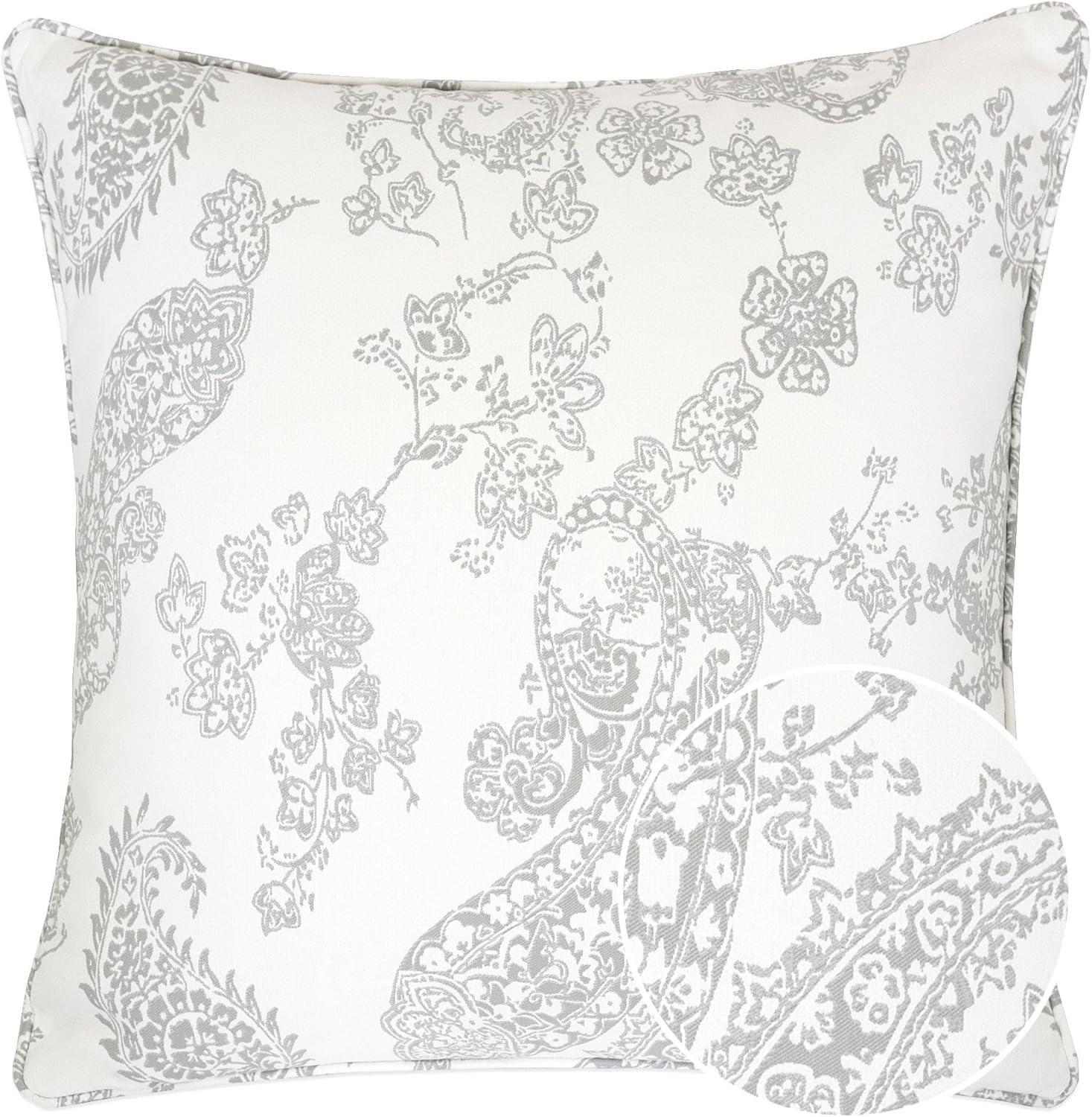 Ella 20" Square Cream Gray Polyester Throw Pillow