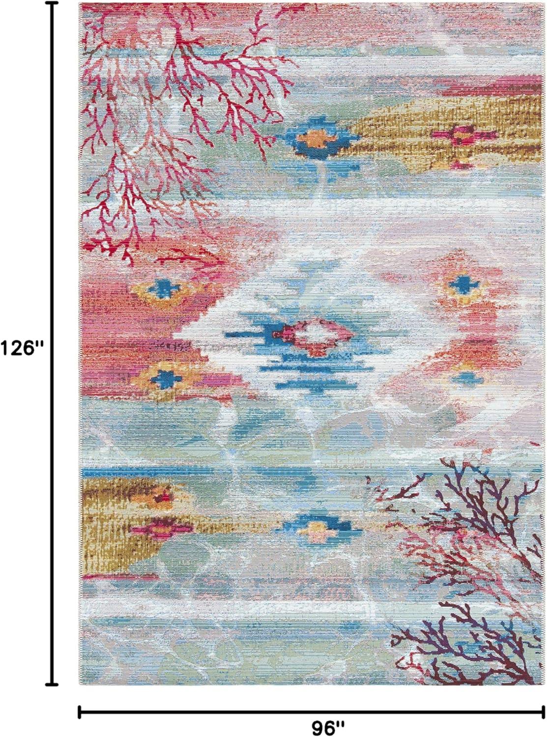 Barbados 500 BAR554 Power Loomed Indoor/Outdoor Area Rug - Light Blue/Pink - 8'x10'5" - Safavieh