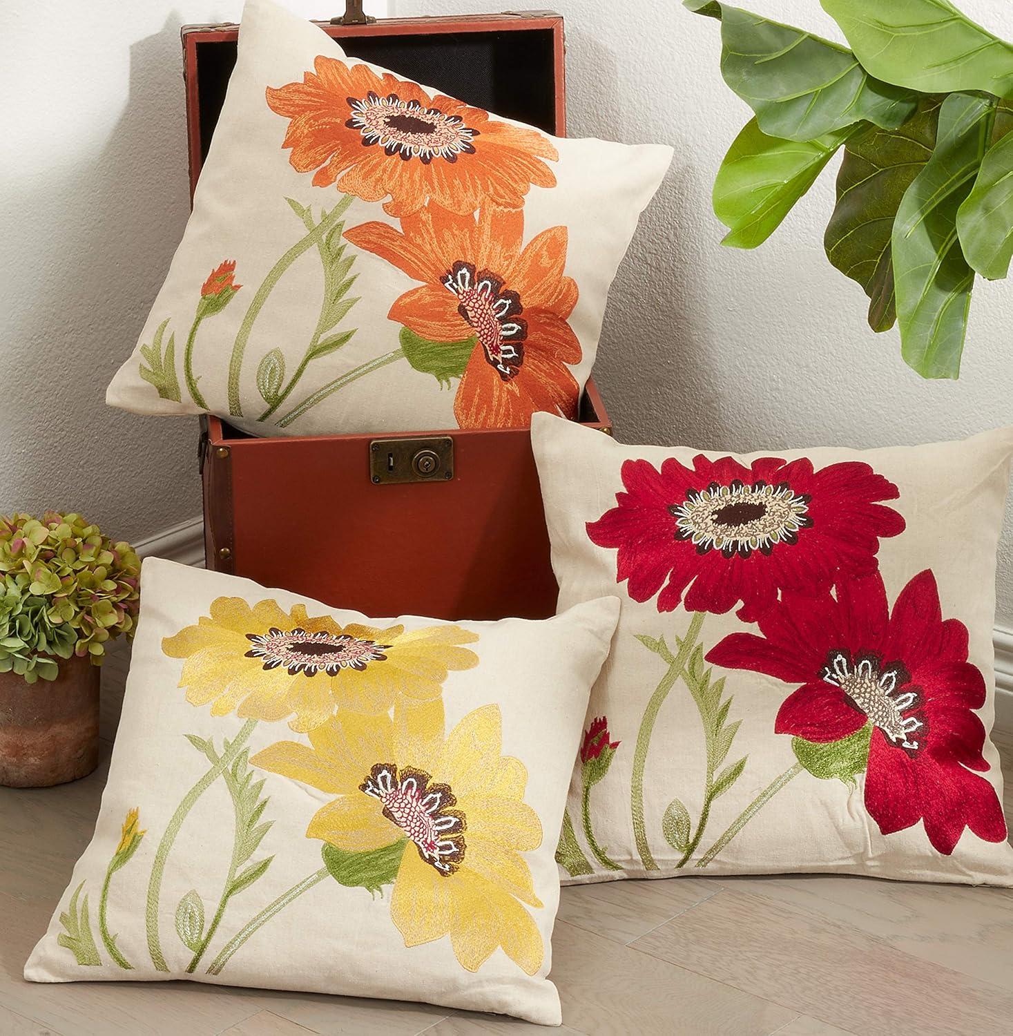 Embroidered Throw Pillow