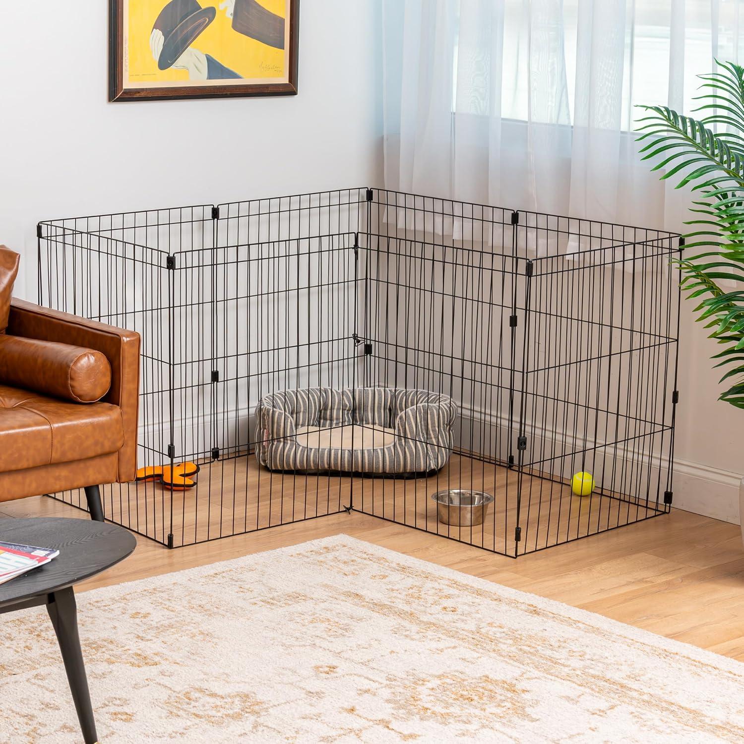 Black 30" Metal 8-Panel Dog Playpen