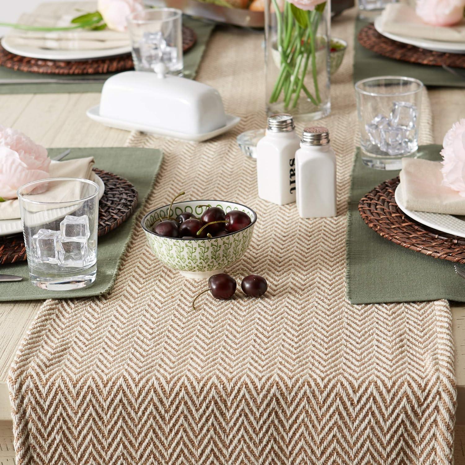 72 in. Stone Handloom Chevron Table Runner