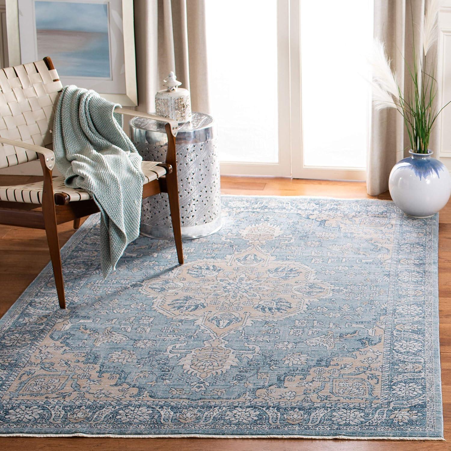 SAFAVIEH Victoria Jackalyn Floral Bordered Area Rug, Blue/Grey, 12' x 16'