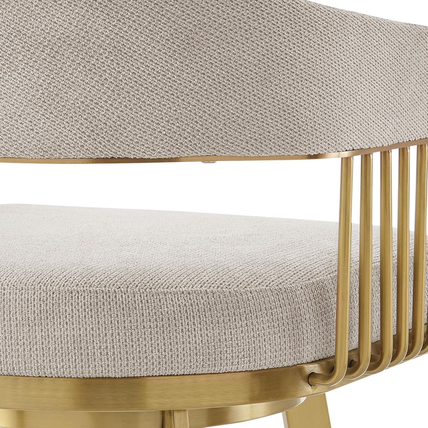 Chelsea 26" Swivel Counter Stool with Gold Brushed Stainless Steel and Taupe Fabric