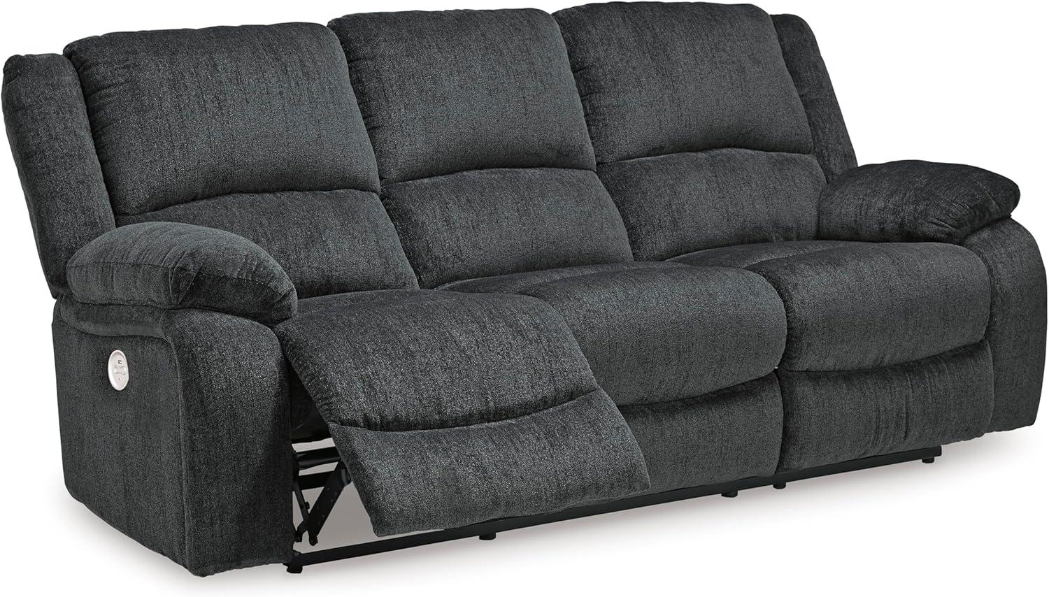 Signature Design by Ashley Draycoll Reclining Loveseat with Console in Pewter