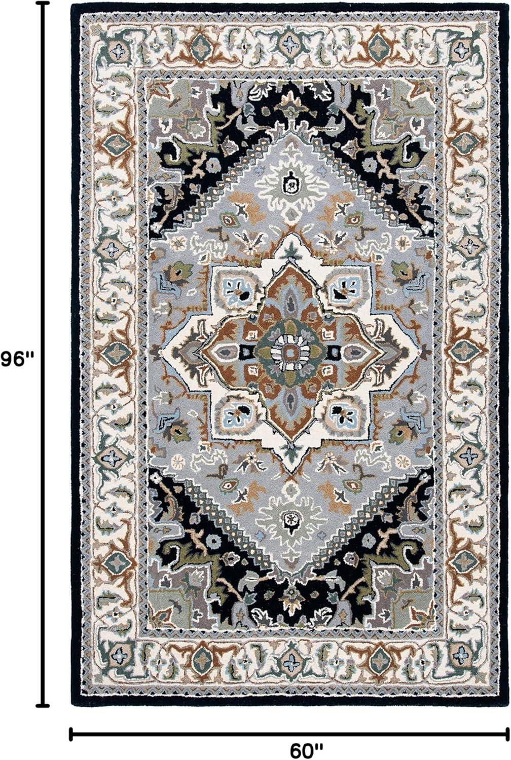 Heritage HG625 Handmade Area Rug - 5'x8' - Grey/Navy - Safavieh