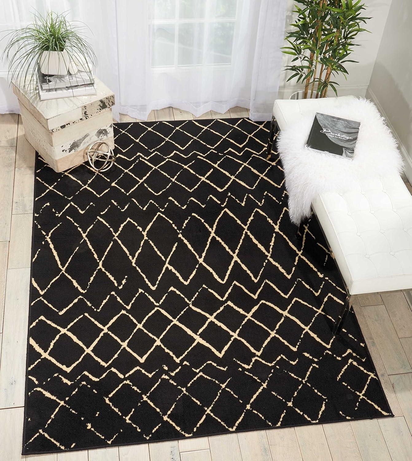 Nourison Grafix Black Area Rug GRF04 5'3"X7'3"