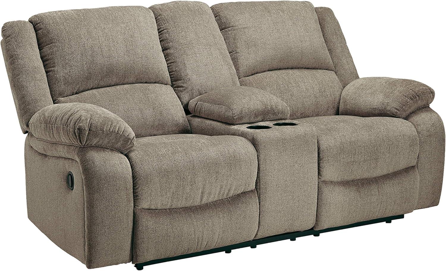 Signature Design by Ashley Draycoll Reclining Loveseat with Console in Pewter