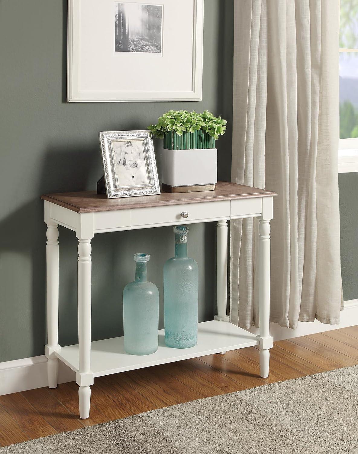 Driftwood and White 1-Drawer Hall Table with Shelf