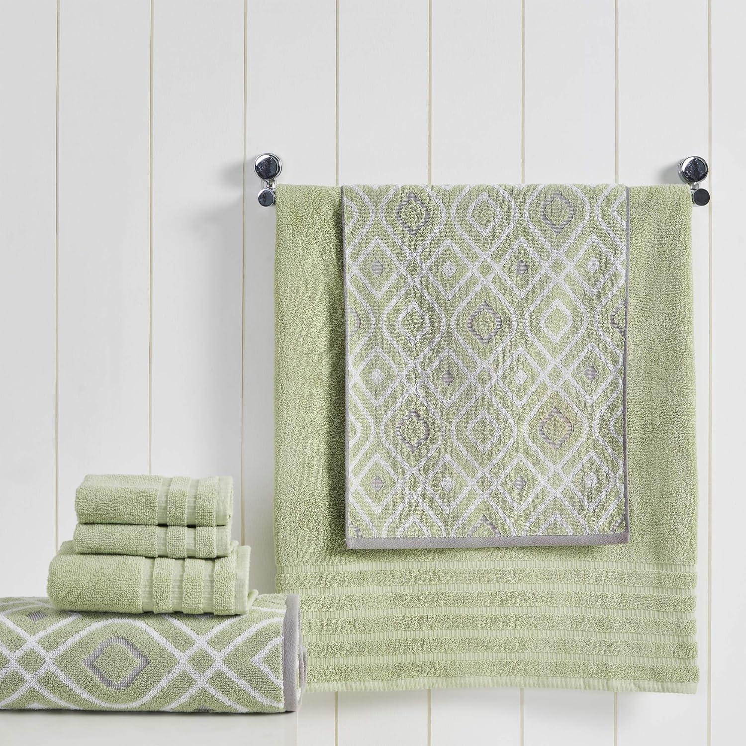 Modern Threads Oxford 6-pc Yarn Dyed Jacquard/Solid Towel Set, Green