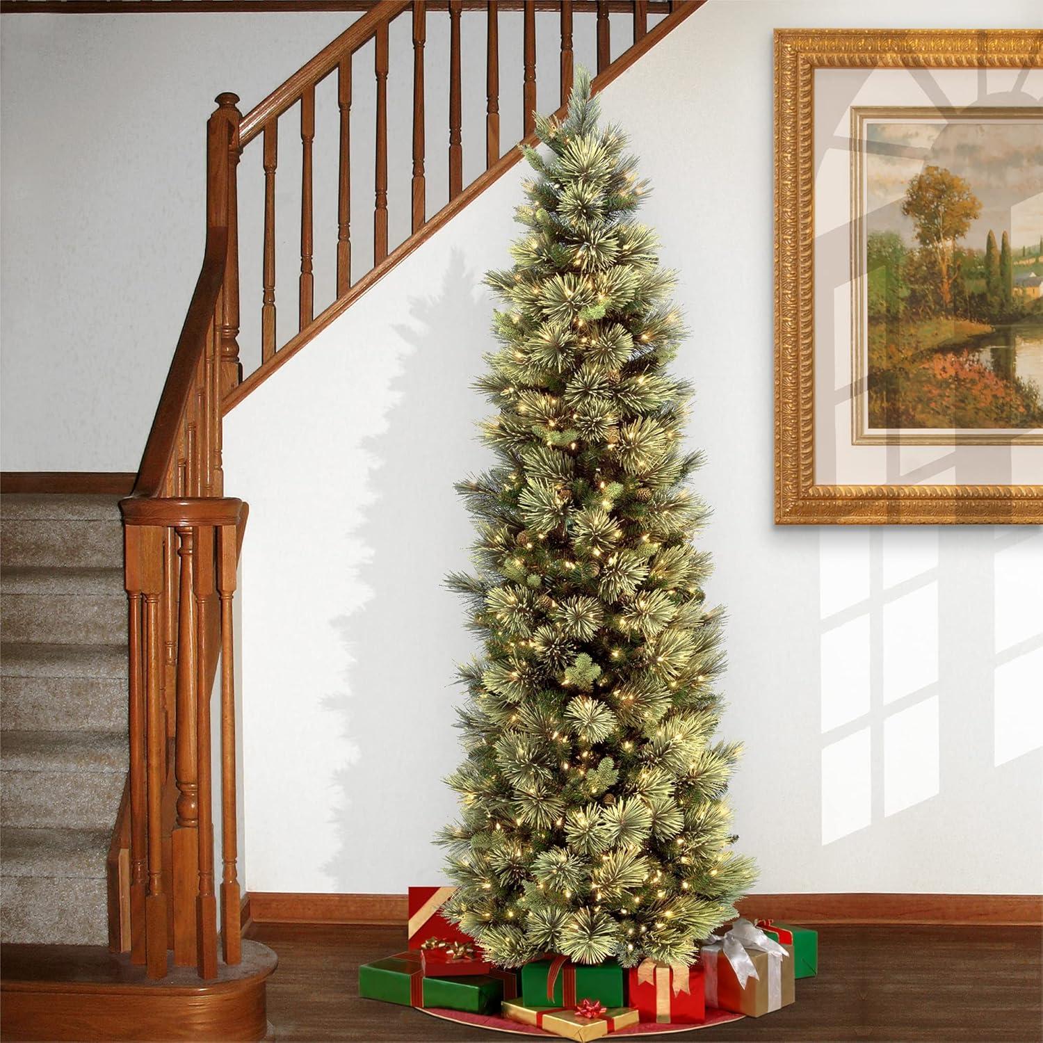 National Tree Company 7 ft. Carolina Pine Slim Tree with Clear Lights