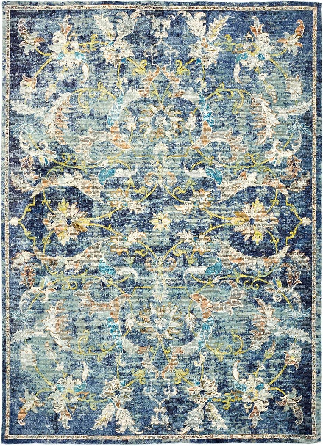 LR Home Ada 5' x 8' Navy Blue Floral Indoor Area Rug