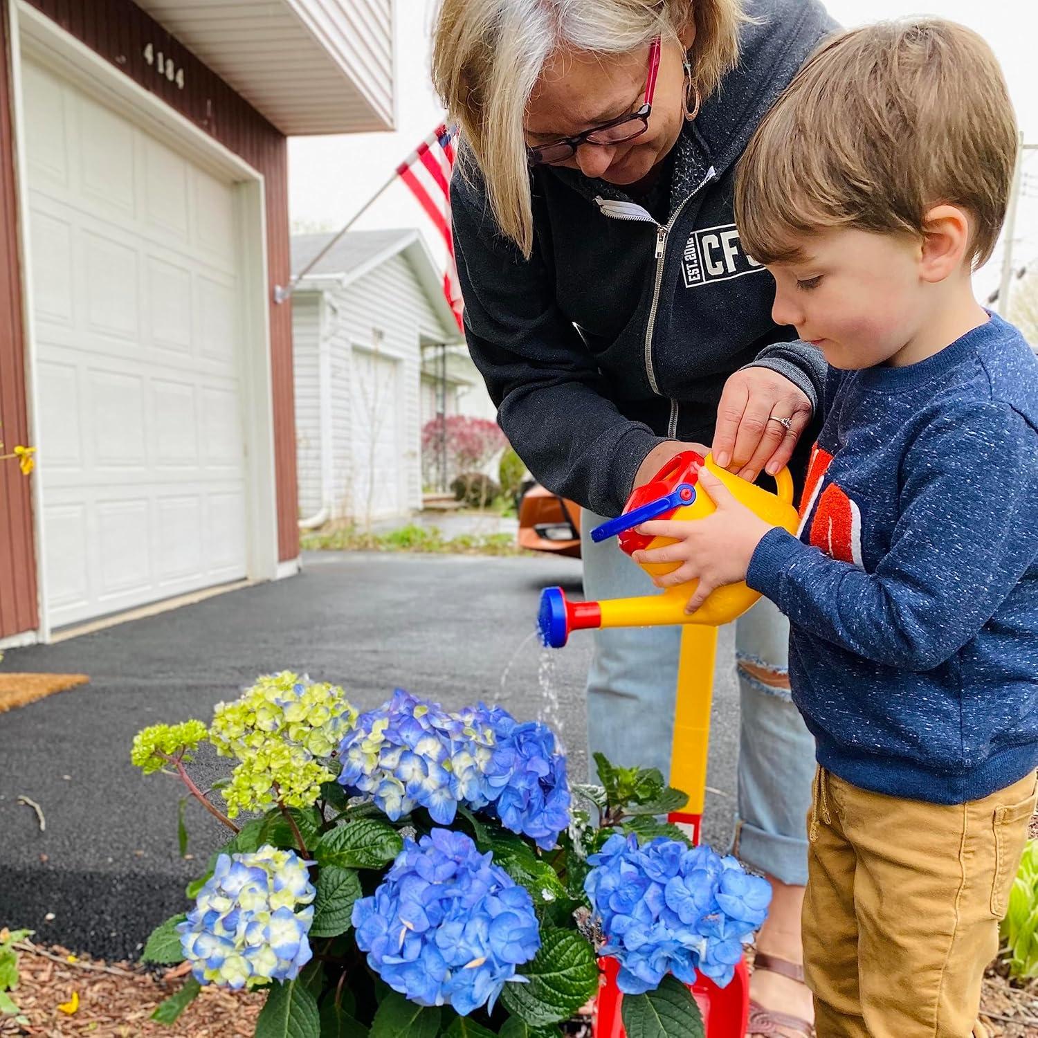 Spielstabil Toddler Outdoor Garden Tools -Classic Yellow Watering Can for Kids Ages 18 Months and Up - 1 Liter Garden Toy Set - Made in Germany