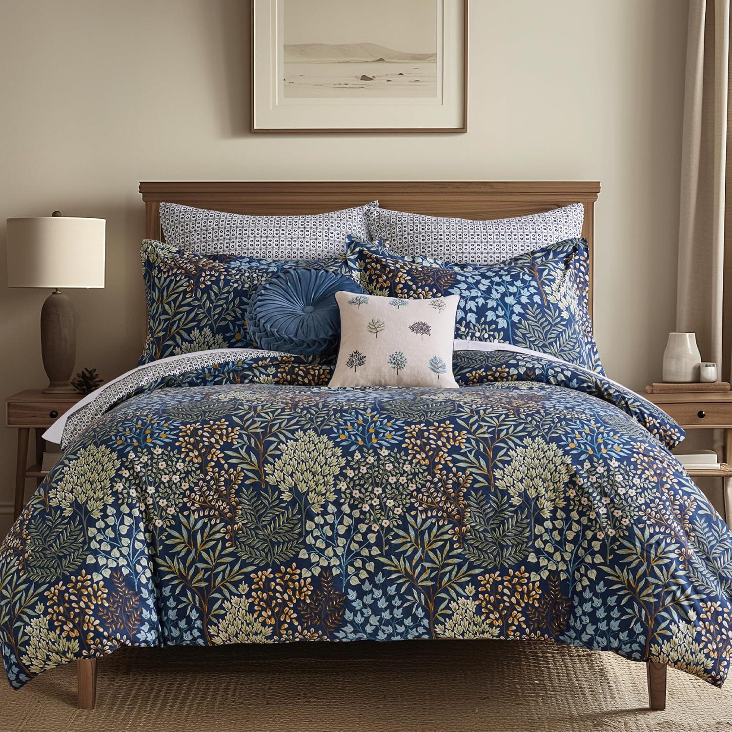 English Forest Navy Cotton Full/Queen Duvet Cover Set