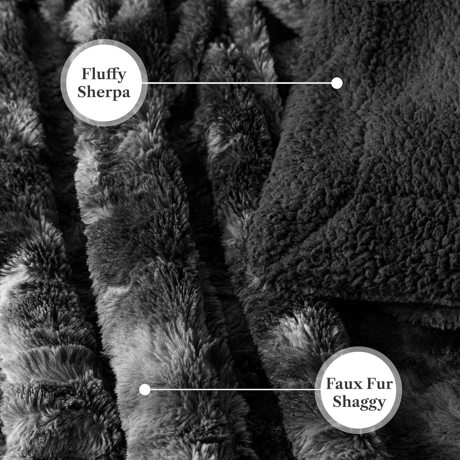 PAVILIA Tie-Dye Faux Fur Throw Blanket, Furry Fuzzy Fluffy Shaggy Plush Warm Reversible Thick for Bed Couch Sofa