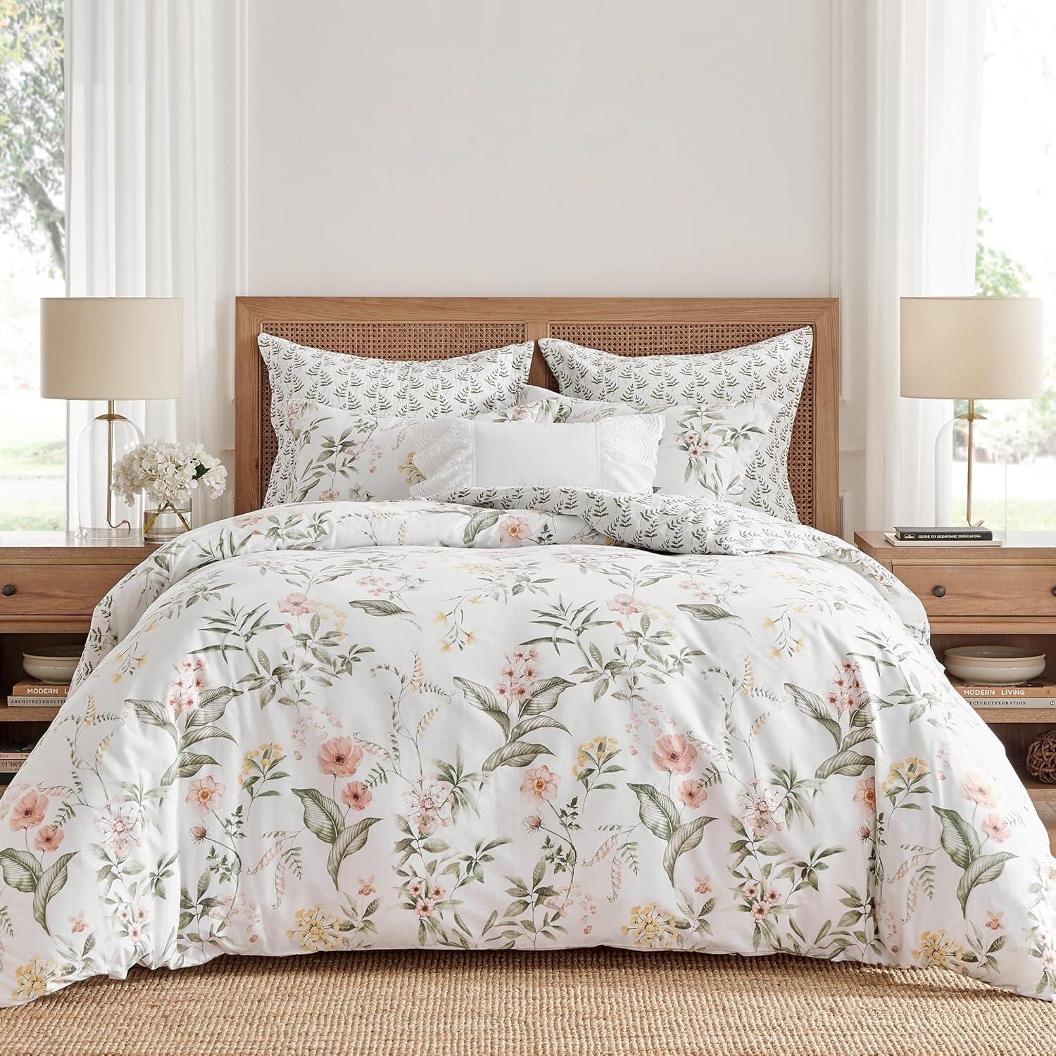 Viviana Multicolor Cotton Botanical Floral King Duvet Cover Set