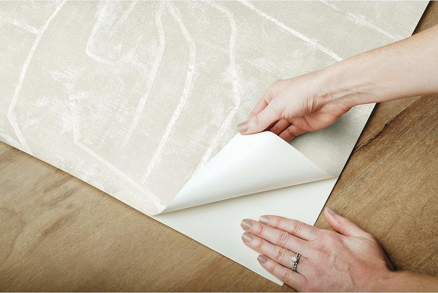 Beige Abstract Vinyl Peel and Stick Wallpaper Roll