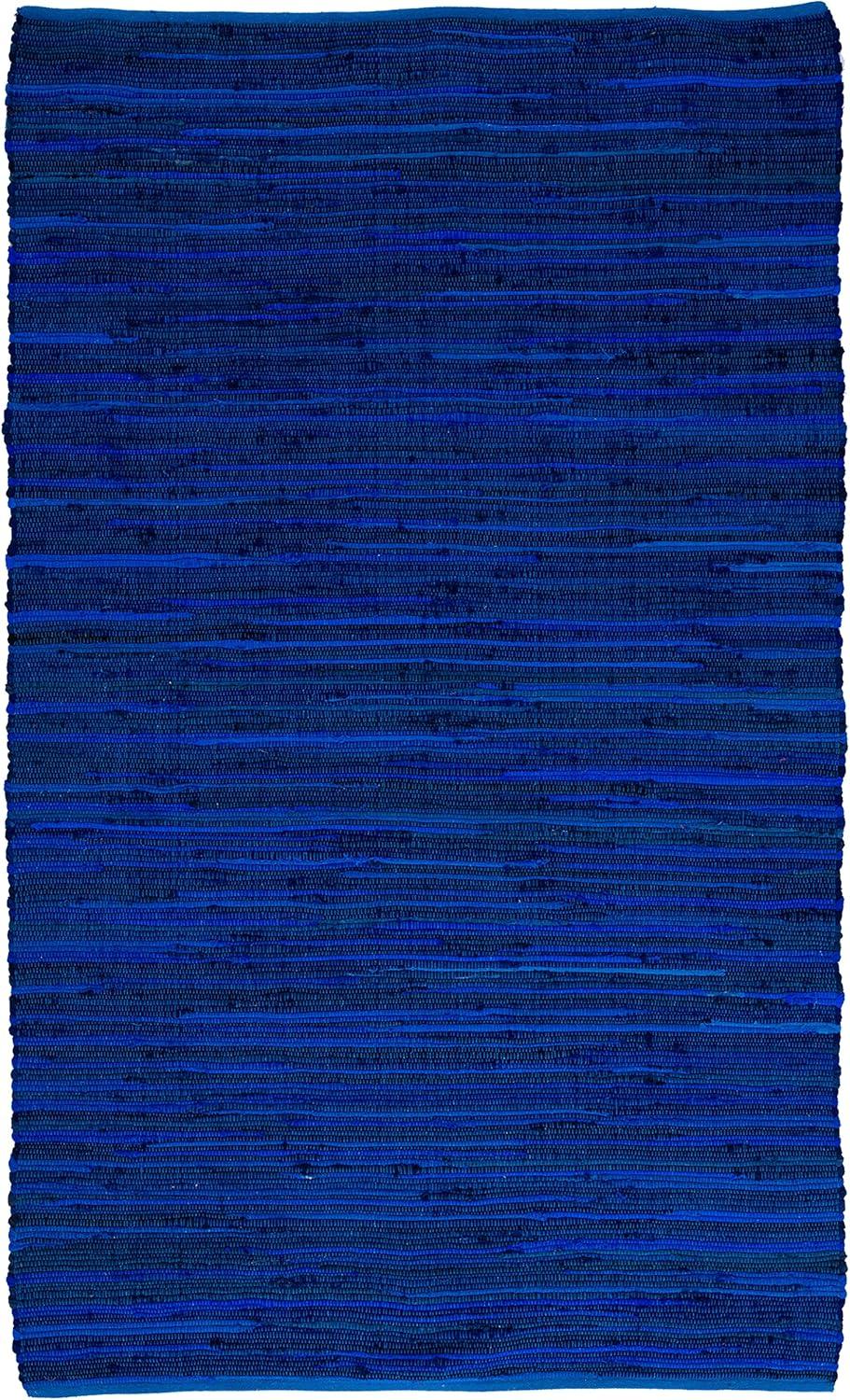 Rag Area Rug RAR130 Hand Woven Area Rug - Blue/Multi - 4'x6' - Safavieh.