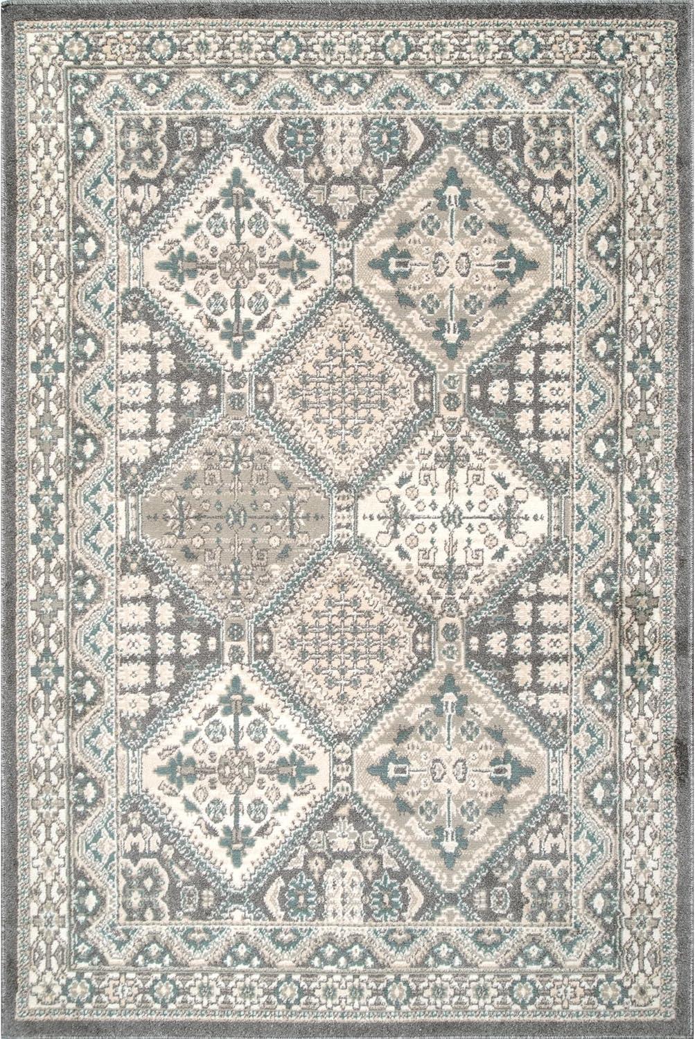 nuLOOM Becca Traditional Tiled Charcoal 3' x 5' Transitional Area Rug