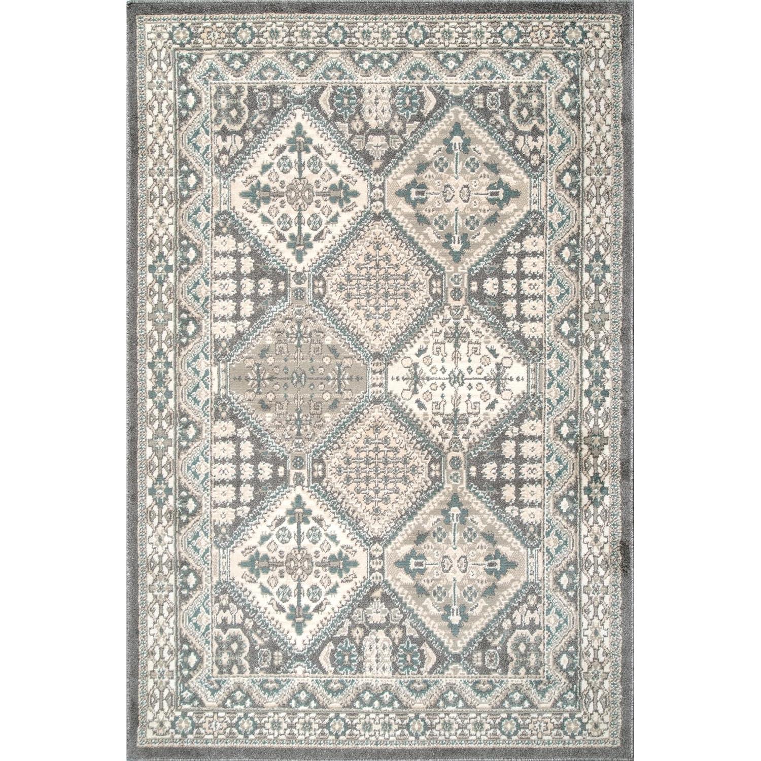 Nuloom 9x12 Becca  Tiled Indoor Area Rug, Charcoal, Faded Transitional Design, Stain Resistant, BedroomLiving Room, Kitchen,