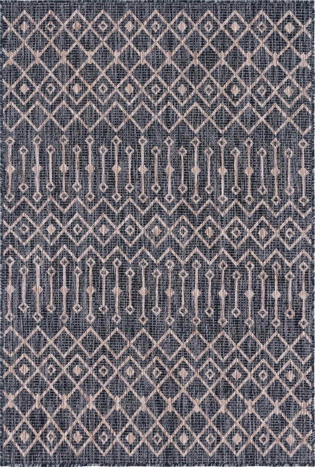 Unique Loom 4' 1 x 6' 1 Rectangle Indoor/Outdoor Trellis Charcoal Gray Area Rug