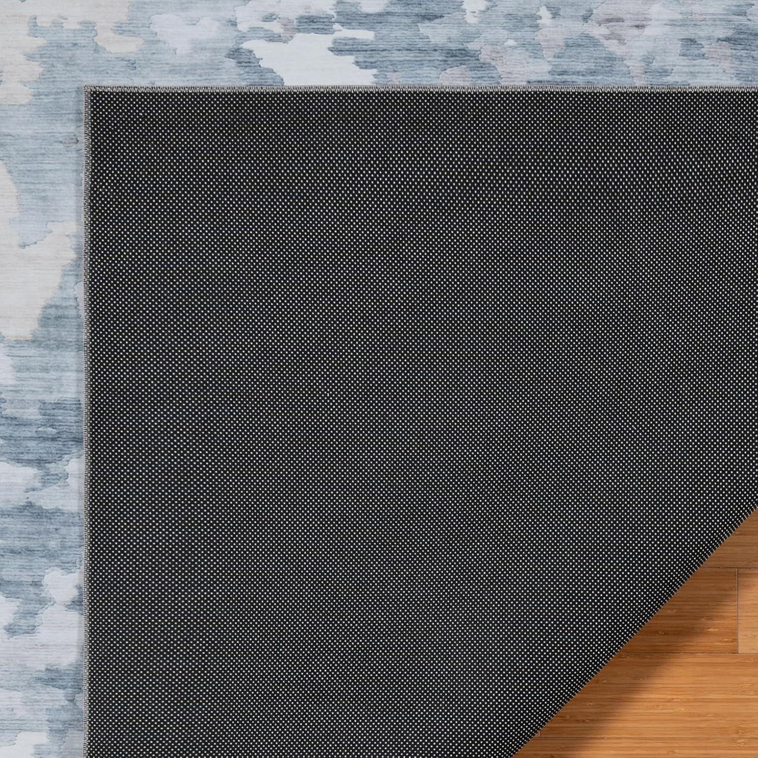 Crystal Print Kaori Blue Gray Beige Multi Modern Abstract Industrial Livingroom Dining Bedroom Flat Pile Easy Care Indoor Area Rug, 3x5