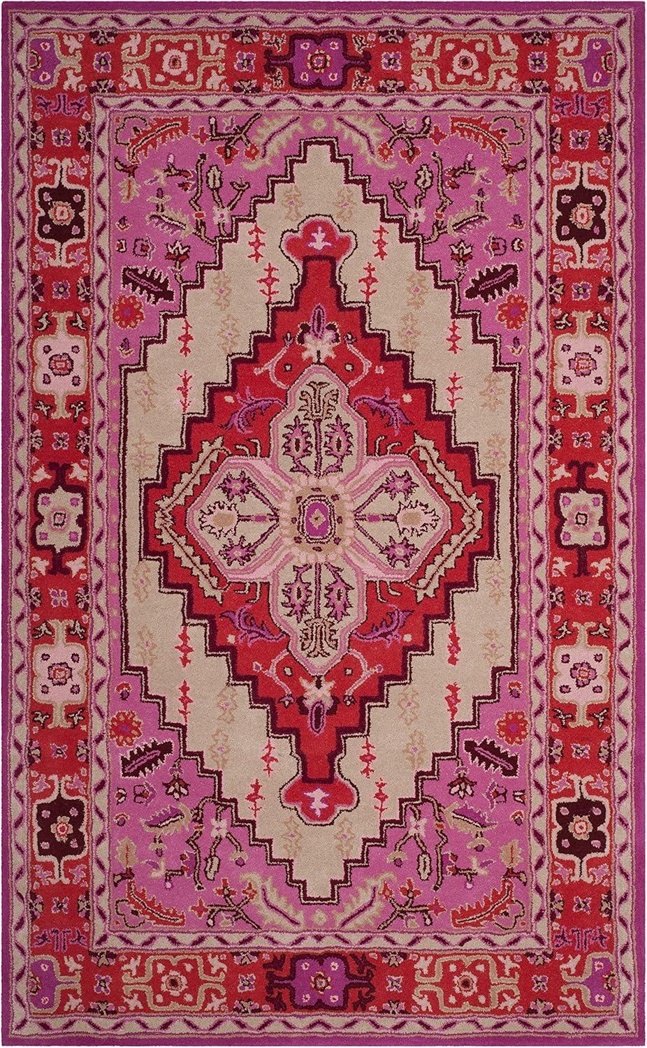 Bellagio BLG545 Hand Tufted Area Rug - Red Pink/Ivory - 5'x8' - Safavieh.