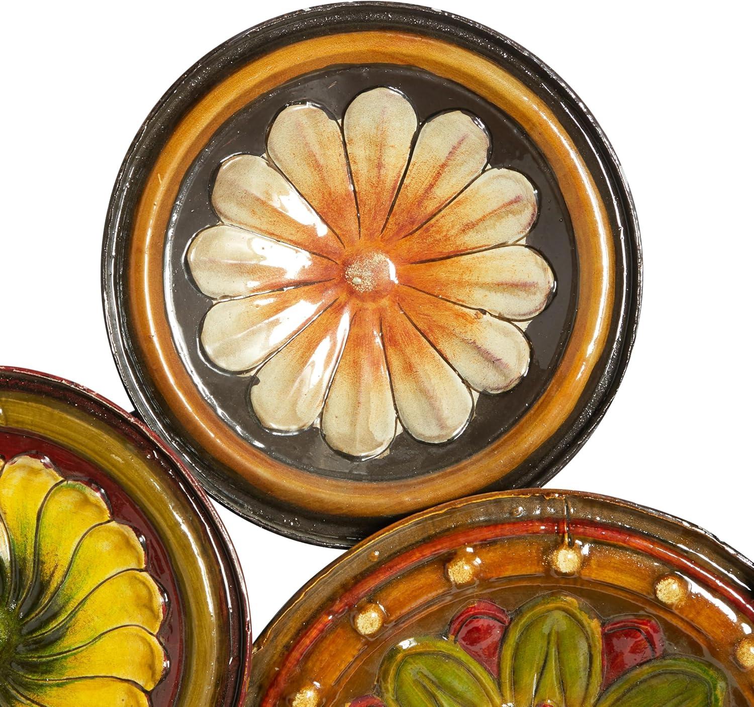 DecMode Multi Colored Metal Plate Wall Decor with Spanish Designs