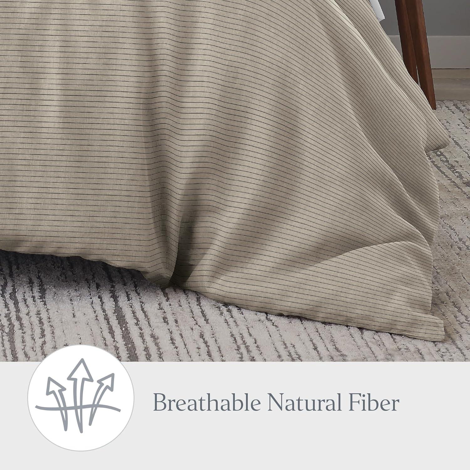 Ella Jayne Home French Linen Cotton Striped Duvet Cover 3-Piece Set