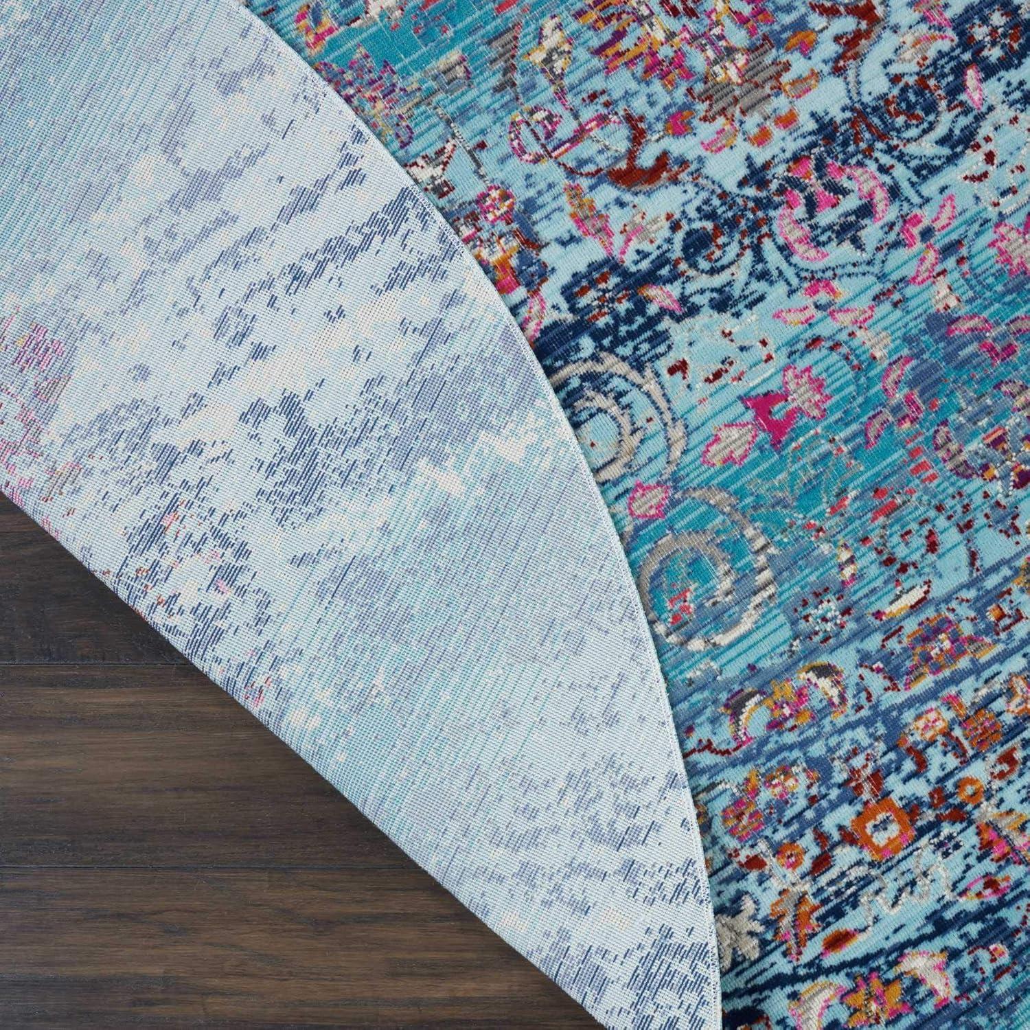 Nourison Vintage Kashan VKA02 Blue/White/Orange Indoor Area Rug - 5'3 x 7'10