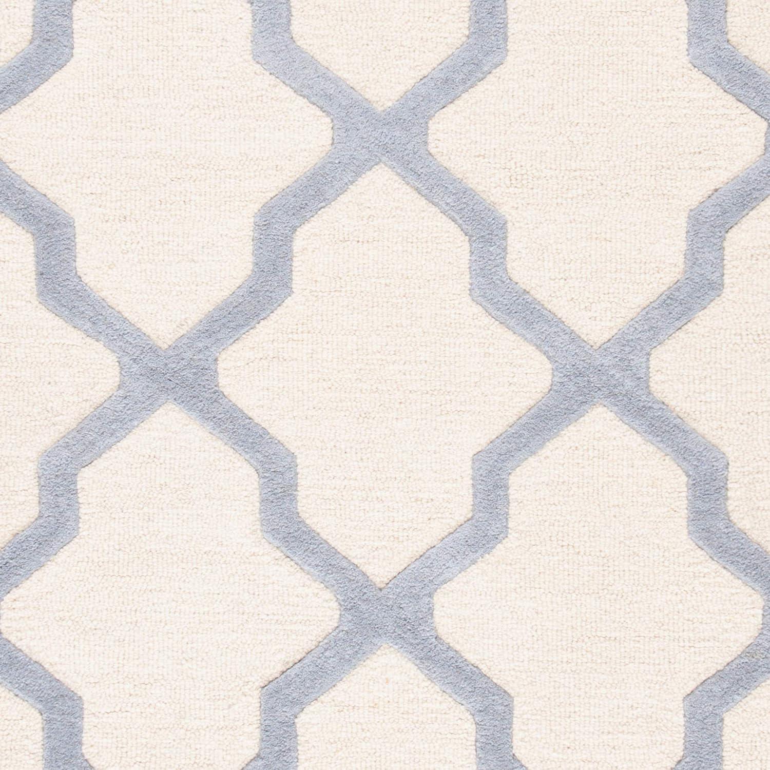 SAFAVIEH Cambridge Liam Geometric Wool Area Rug, Ivory/Light Blue, 6' x 9'