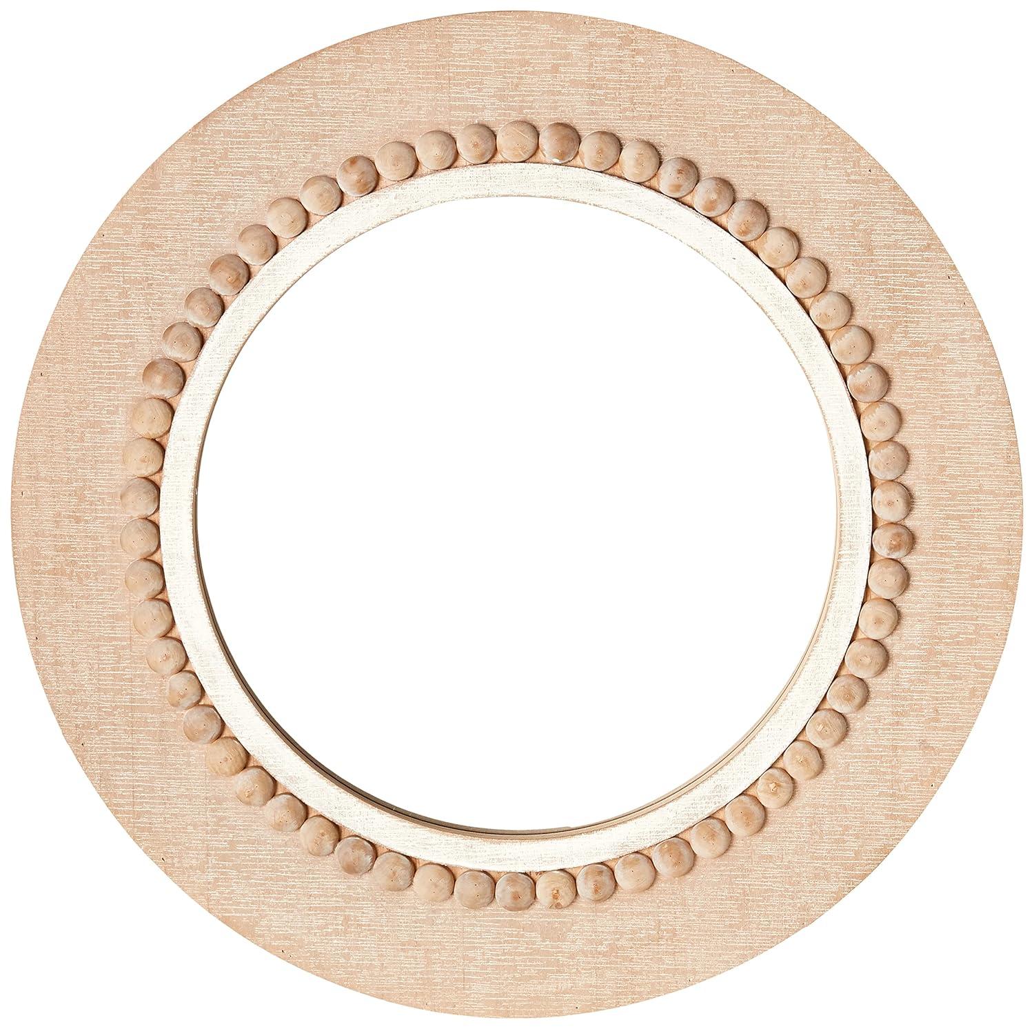 Creative Co-Op Round Wood Framed Wall Mirror, Natural