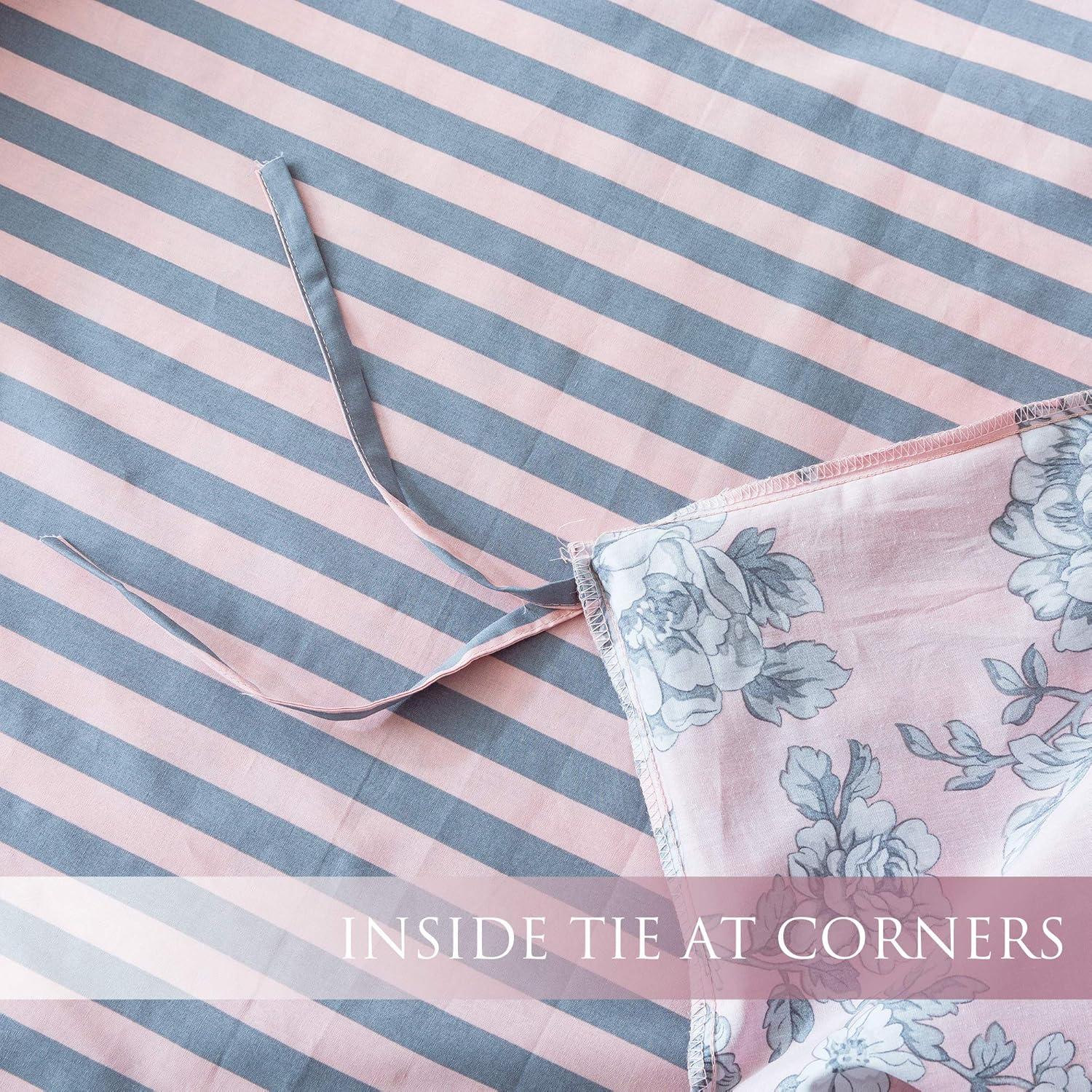 ANNA.Z HOME & DESIGN 3Pc Reversible Cotton Duvet Cover Set. 100% Cotton Percale Fabric. Pre-Washed Soft. Machine Washable.