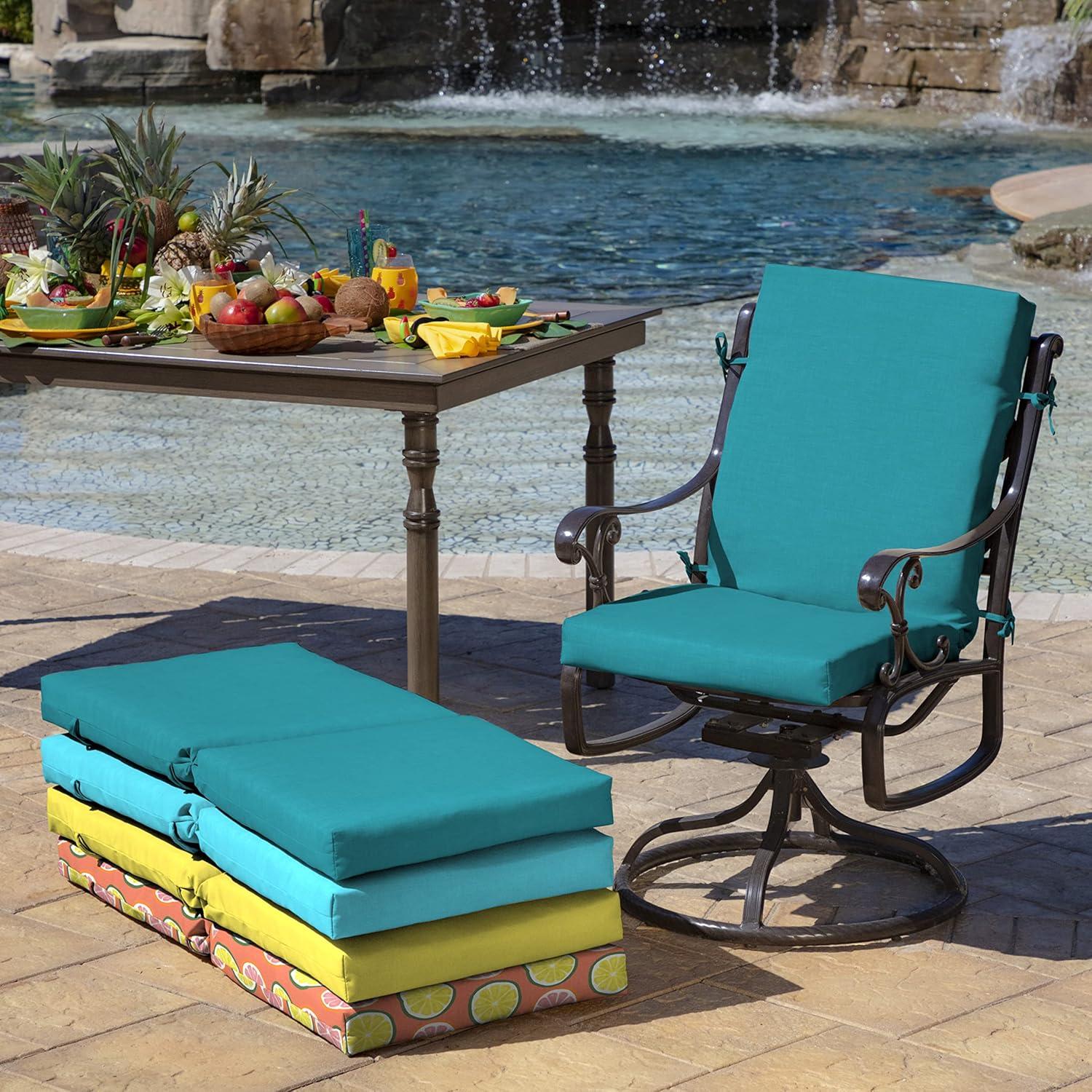 Arden 44"x20" Outdoor High Back Dining Chair Cushion Lake Blue Leala Texture: Water-Resistant, UV Protection
