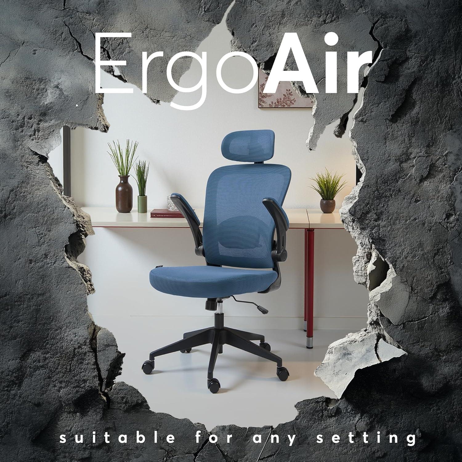 Navy Blue Mesh Ergonomic Office Chair with Adjustable Arms