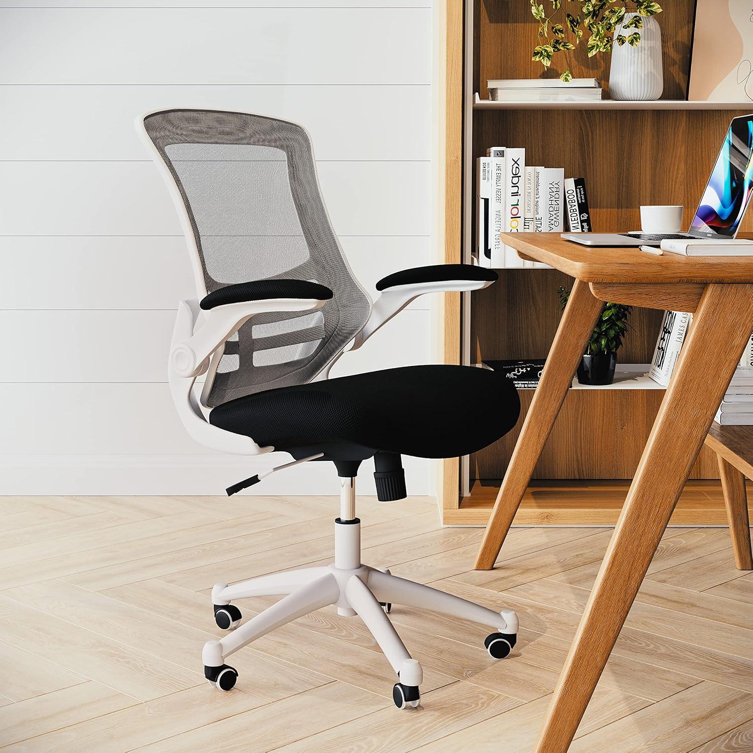 Flash Furniture Mid-Back Mesh Swivel Ergonomic Task Office Chair with Flip-Up Arms