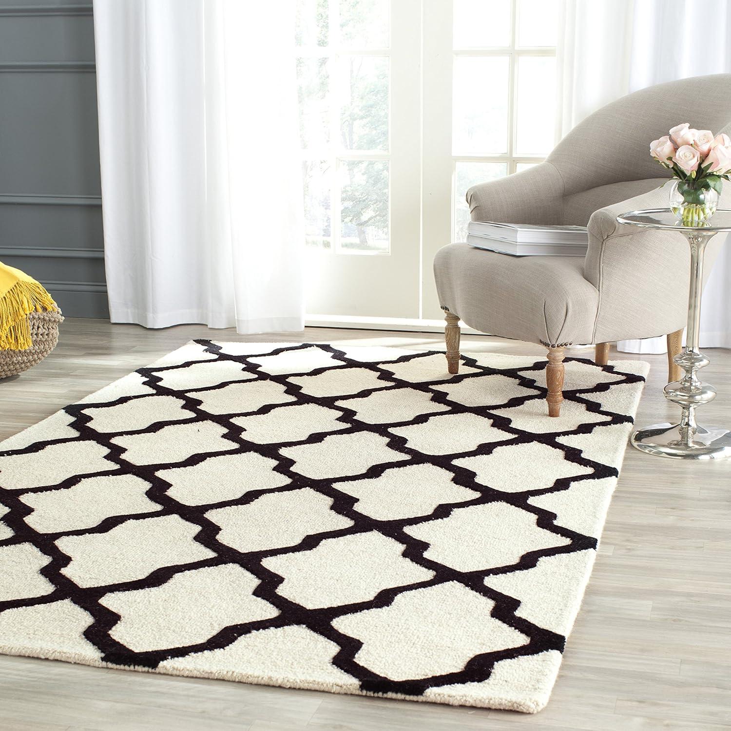 Handmade Cambridge Black/Ivory Wool 8' x 10' Tufted Area Rug