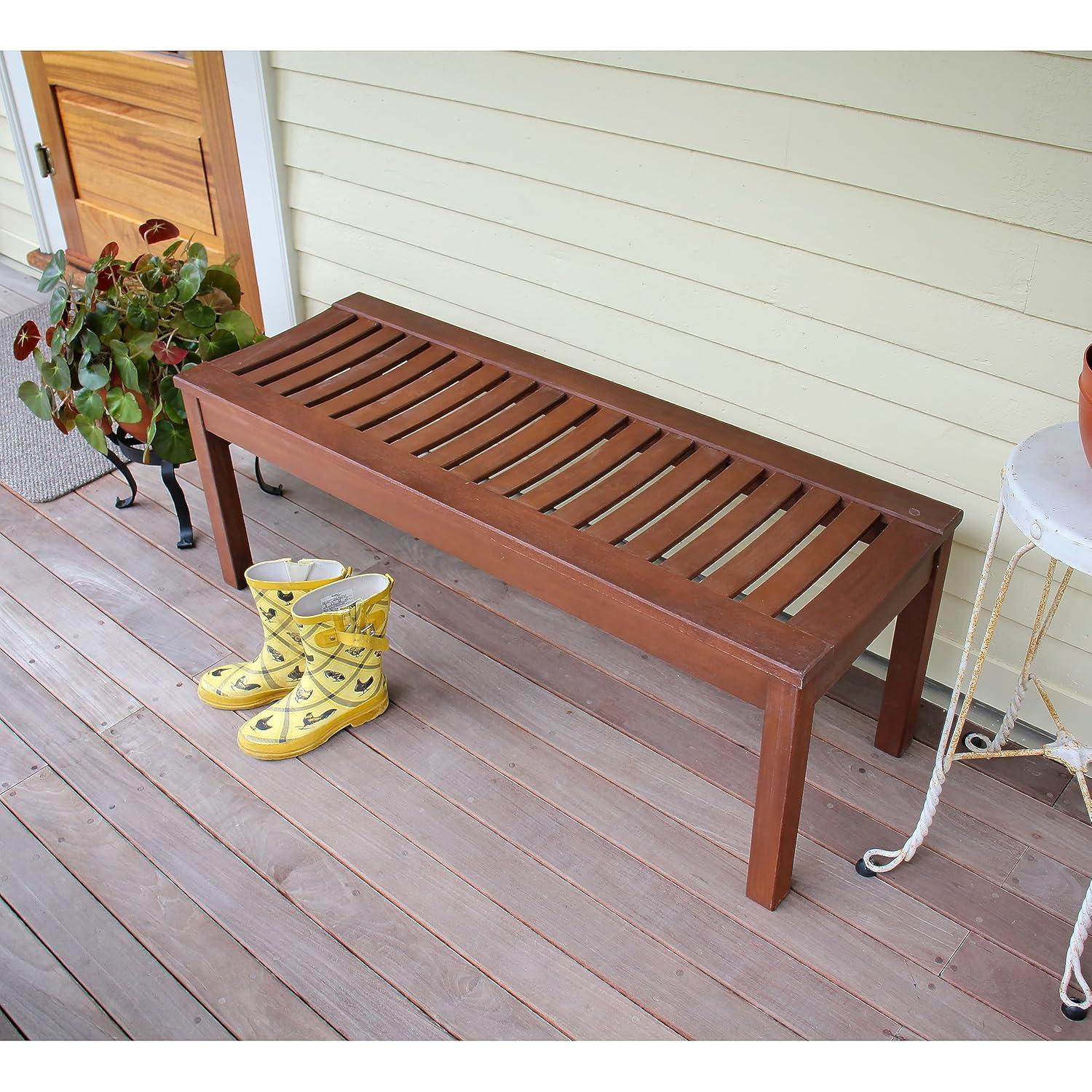 Eucalyptus Wood Backless Bench with Natural Oil Finish, 4 Feet