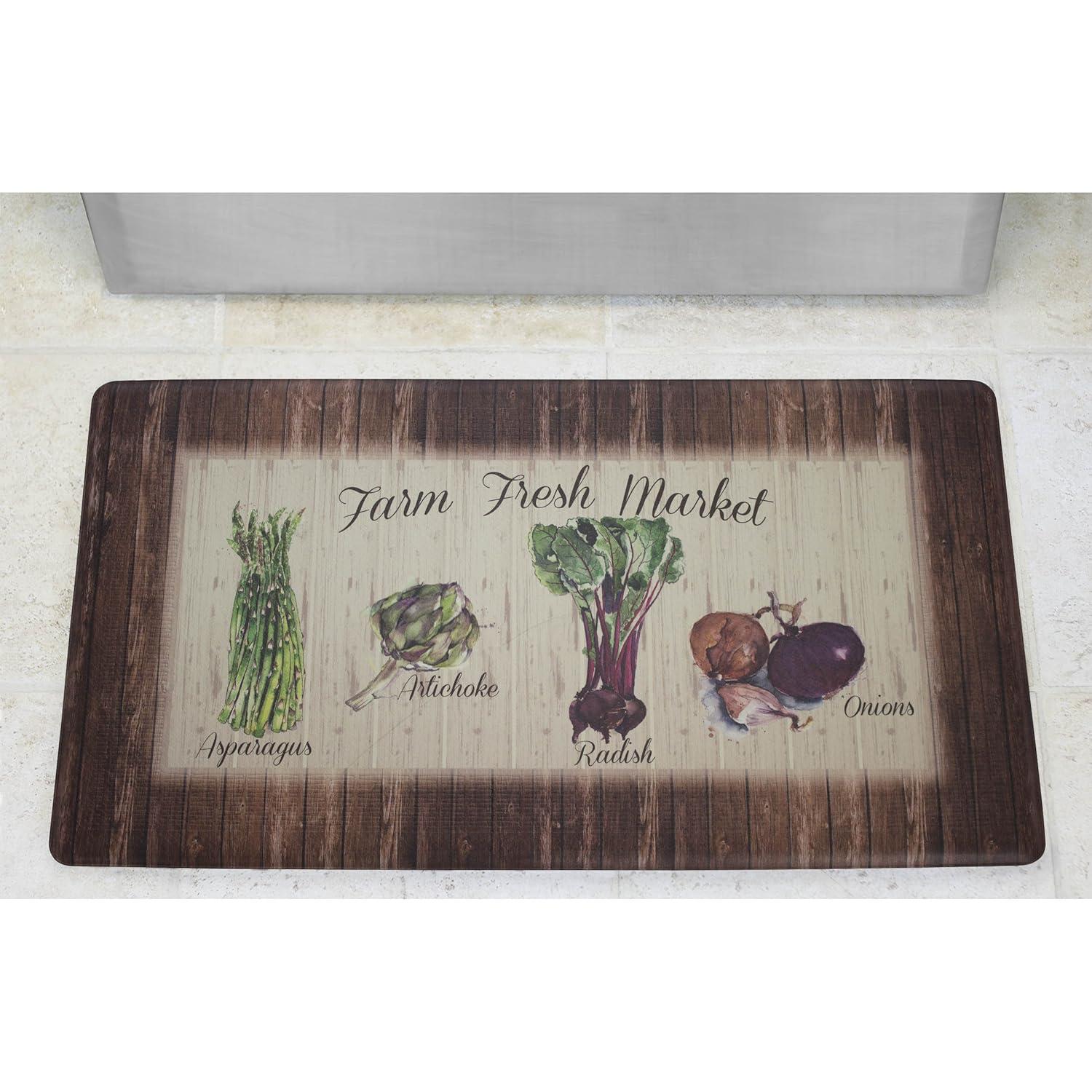 Chef Gear Farm Fresh Market with Border Anti-Fatigue Gelness Comfort Chef Mat