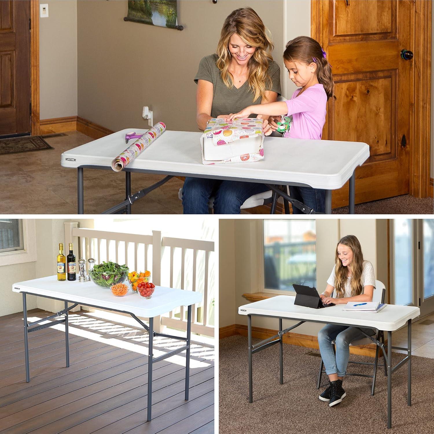 Lifetime 4-Foot White Granite Folding Table with Steel Frame