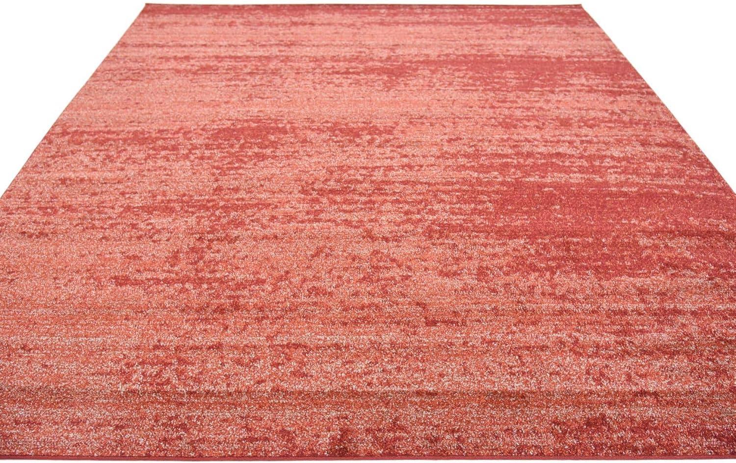 Terracotta Square Tufted Stain-Resistant Area Rug