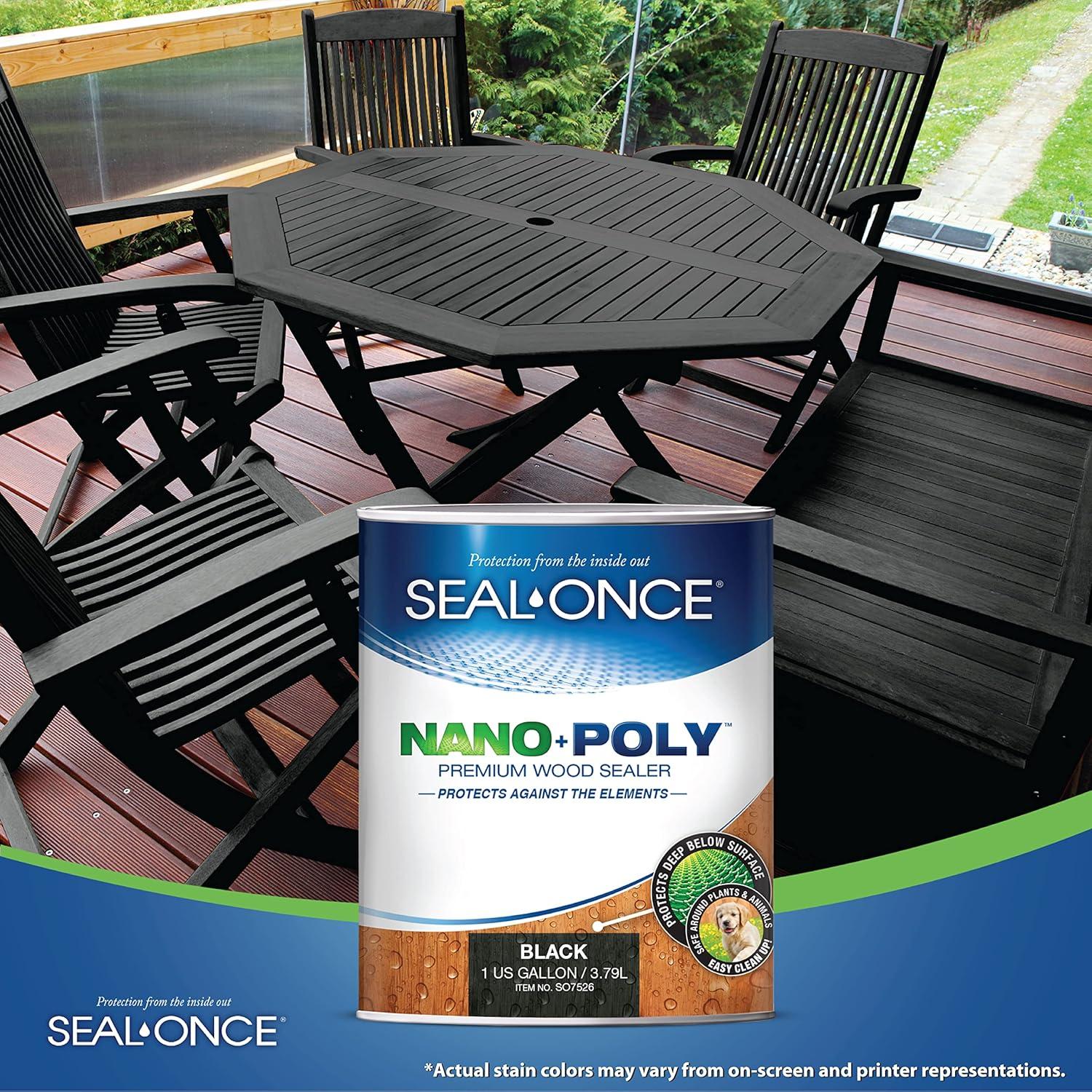 Seal Once Black NANO+POLY Premium Wood Sealer, 1 Gallon