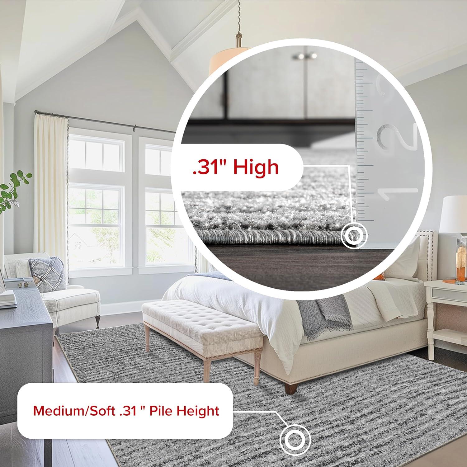 Gray Abstract Square Synthetic Easy Care Area Rug