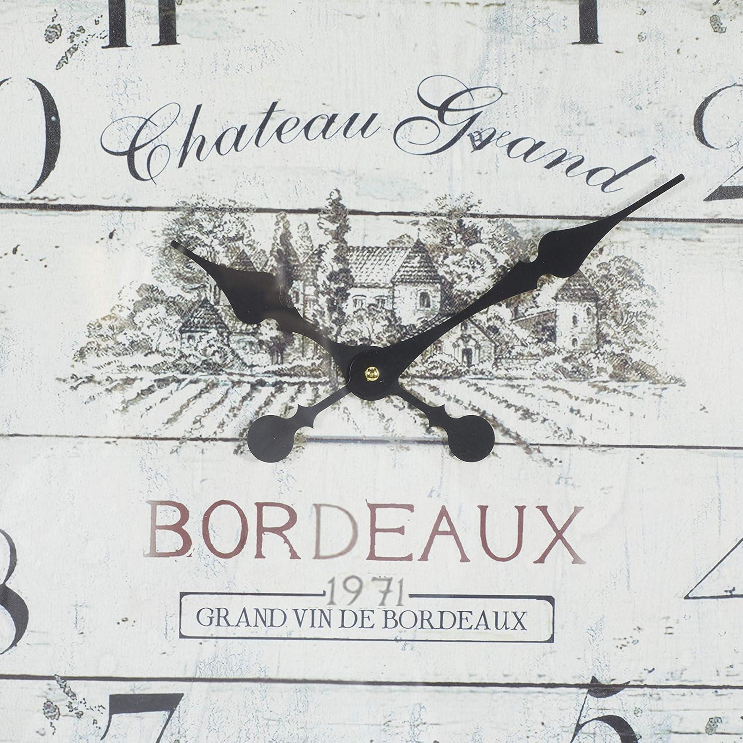 Oversized Brown Metal Wall Clock with Vintage Bordeaux Design