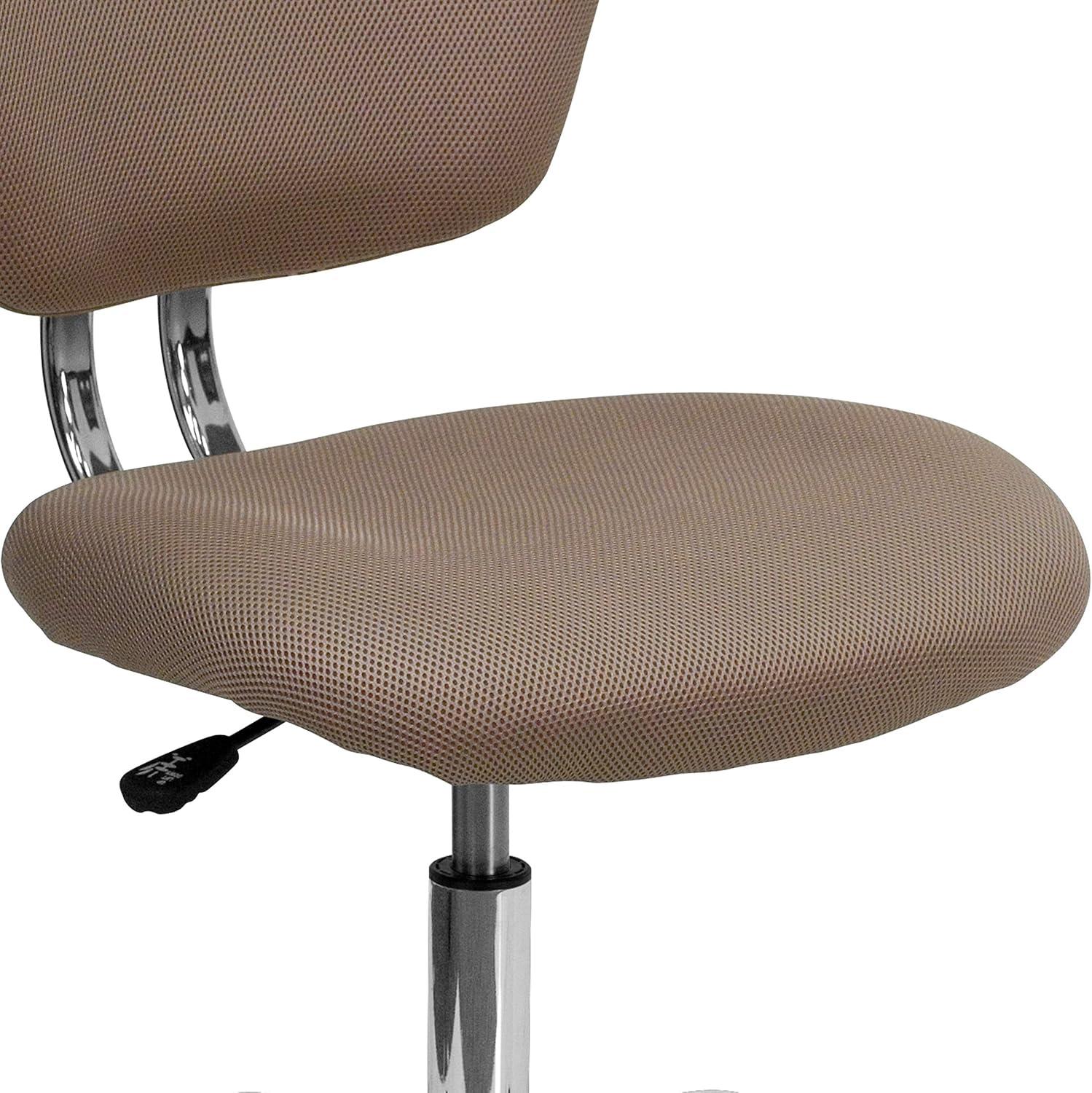 Mid-Back Coffee Brown Mesh Swivel Task Chair with Chrome Base